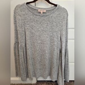 Womens Philosophy heather grey sweater with bell sleeves